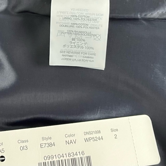 NWT J. CREW A-Line Striped Cotton Skirt Blue and White‎ Lined Size 2. - Picture 12 of 13